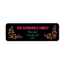 Heldere etnische bloem Fiesta Mexicaanse borduurwe Etiket