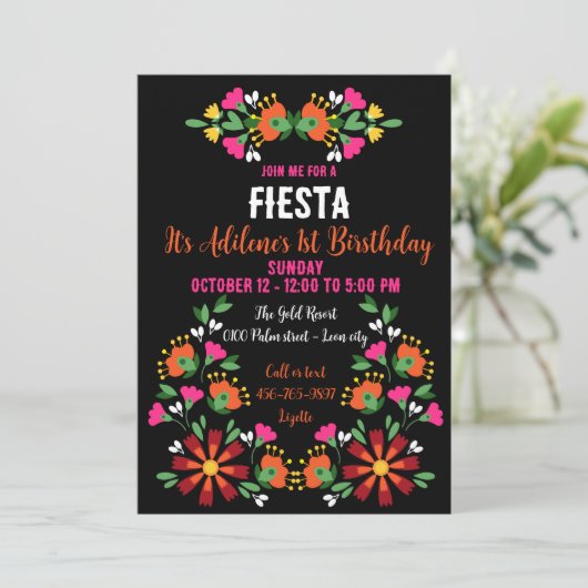 Heldere etnische bloem Fiesta Mexicaanse borduurwe Kaart (Staand voorkant)