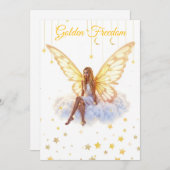 Heldere fee gouden vlinder vleugels zachte schoonh kaart (Voorkant / Achterkant)