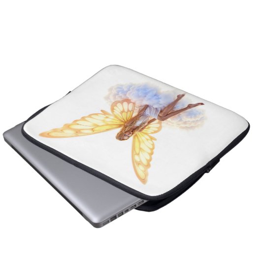Heldere fee gouden vlinder vleugels zachte schoonh laptop sleeve (Voorkant onderkant)