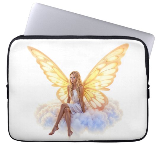 Heldere fee gouden vlinder vleugels zachte schoonh laptop sleeve (Voorkant)