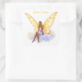 Heldere fee gouden vlinder vleugels zachte schoonh vierkante sticker (Tas)