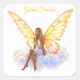Heldere fee gouden vlinder vleugels zachte schoonh vierkante sticker