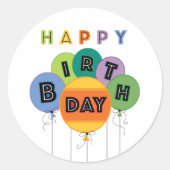 Heldere feestelijke gelukkige verjaardag ballonnen ronde sticker (Voorkant)