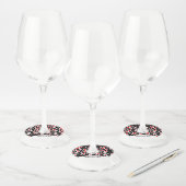 Heldere feestelijke rode ballen in witte cirkels o wijnglaslabel (Set)