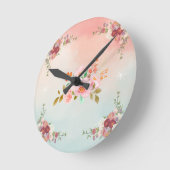 Heldere Floral Art, roze , bloeiende ventilator Ronde Klok (Hoek)