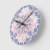 Heldere Floral Art, roze Rangoli Bright Life Ronde Klok (Hoek)