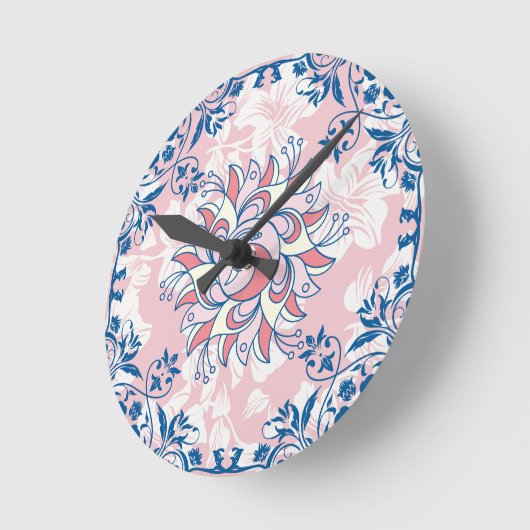 Heldere Floral Art, roze Rangoli Bright Life Ronde Klok (Hoek)