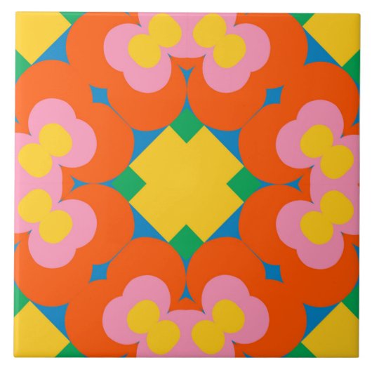 Heldere Floral Burst Keramische Tegel – 6 "x6" Tegeltje (Voorkant)