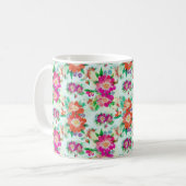 Heldere  Floral Pink en Red Flowers Koffiemok (Voorkant links)