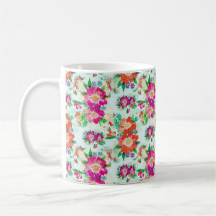 Heldere  Floral Pink en Red Flowers Koffiemok