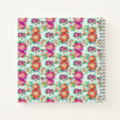 Heldere  Floral Pink en Red Flowers Notitieboek (Achterkant)