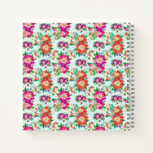 Heldere  Floral Pink en Red Flowers Notitieboek (Achterkant)
