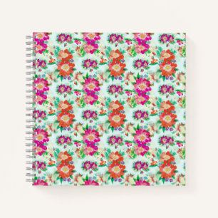 Heldere  Floral Pink en Red Flowers Notitieboek