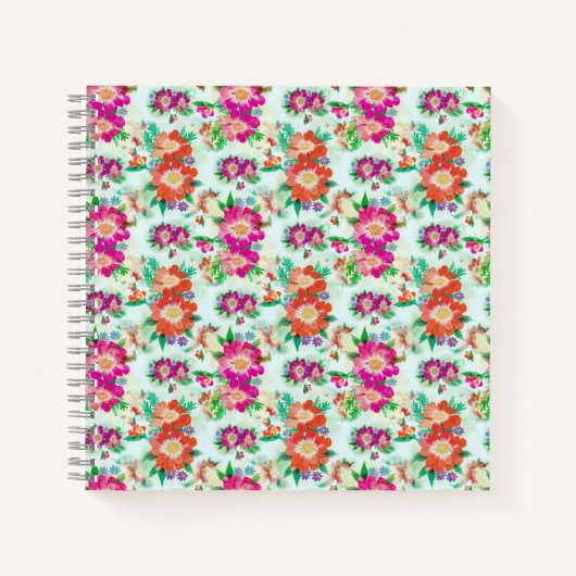 Heldere  Floral Pink en Red Flowers Notitieboek (Voorkant)