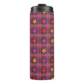 Heldere florale gingham streep thermosbeker (Voorkant)