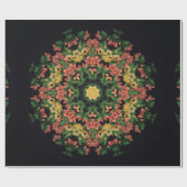 Heldere florale mandala met rode en gele bloemen. cadeaupapier (Vlak)
