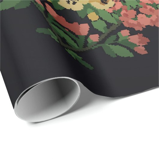 Heldere florale mandala met rode en gele bloemen. cadeaupapier (Rol Hoek)