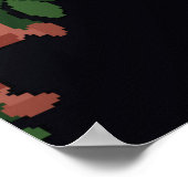 Heldere florale mandala met rode en gele bloemen. poster (Hoek)