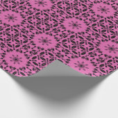 Heldere fuchsia ebony black star flower geometrisc cadeaupapier (Hoek)