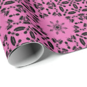 Heldere fuchsia ebony black star flower geometrisc cadeaupapier (Rol Hoek)
