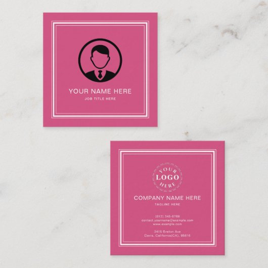Heldere Fuchsia-oproepkaart met witte typogram Contactkaartje (Voorkant / Achterkant)