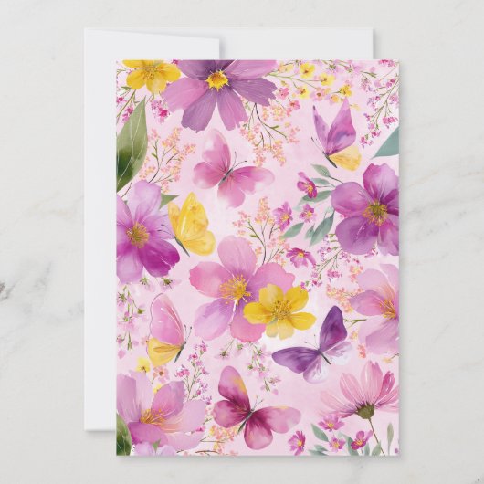 Heldere Fuchsia Roze Doopsel Bloemen Kaart (Achterkant)