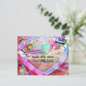 Heldere Fun Heart Party van de jaren 80 Save the D Aankondigingskaart (Staand voorkant)