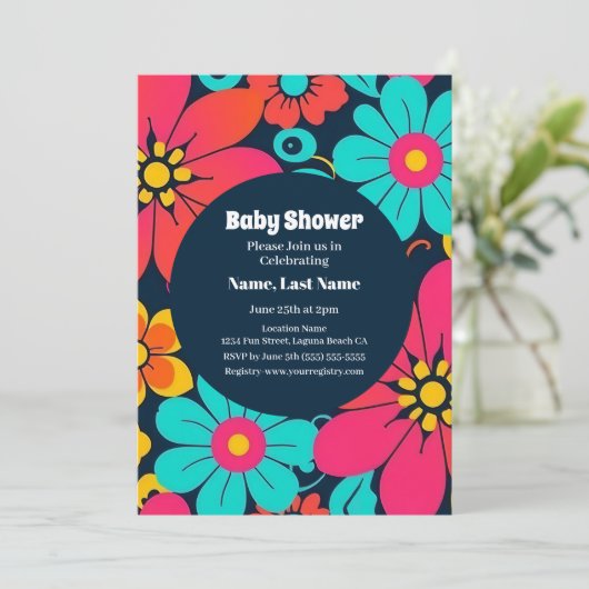 Heldere Funky Flowers-Retro- Dopamine Stijl Kaart (Staand voorkant)