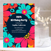 Heldere Funky Flowers-Retro- Dopamine Stijl Kaart