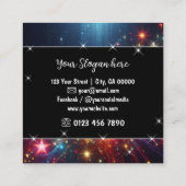 Heldere Galaxy Nebula Glitter Regen Sparkle Sterre Vierkante Visitekaartje (Achterkant)