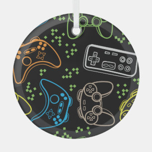 Heldere gaming joysticks: cool patroon. glas ornament
