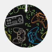 Heldere gaming joysticks: cool patroon. glas ornament (Achterkant)