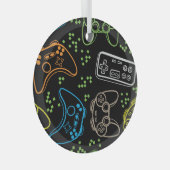 Heldere gaming joysticks: cool patroon. glas ornament (Voorkant Rechts)