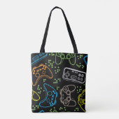 Heldere gaming joysticks: cool patroon. tote bag (Achterkant)