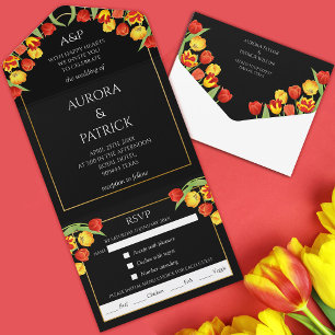 Heldere & gedurfde Elegante Kleurrijke Tulp Spring All In One Uitnodiging
