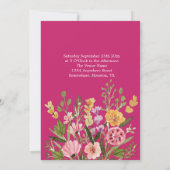 Heldere gedurfde wilde bloemen script bruiloft kaart (Achterkant)