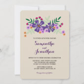 Heldere gekleurde bloemen bruiloft uitnodiging (Voorkant)