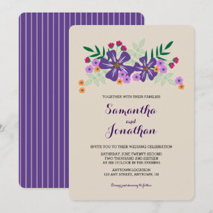 Heldere gekleurde bloemen bruiloft uitnodiging