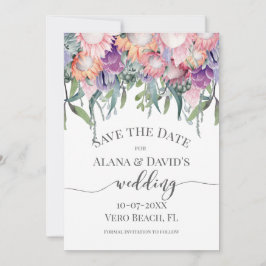 Heldere gekleurde exotische Protea bloemen opslaan Aankondiging