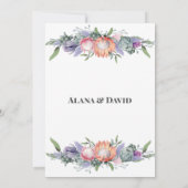 Heldere gekleurde exotische Protea bloemen opslaan Aankondiging (Achterkant)