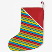 Heldere gekleurde strepen gepersonaliseerd kleine kerstsok (Achterkant)