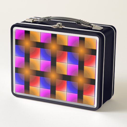 Heldere gekleurde vierkantjes op zwarte achtergron (Voorkant)