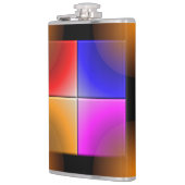 Heldere gekleurde vierkantjes op zwarte achtergron heupfles (Links)