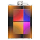 Heldere gekleurde vierkantjes op zwarte achtergron heupfles (Achterkant)