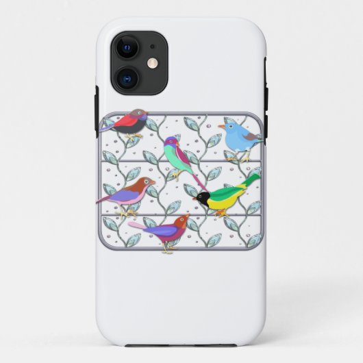 Heldere gekleurde vogels op een Trellis Case-Mate iPhone Case (Achterkant)