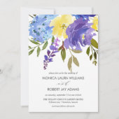 Heldere gele blauwe bloemen kaart (Voorkant)