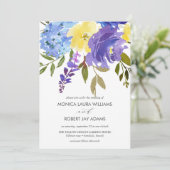 Heldere gele blauwe bloemen kaart (Staand voorkant)