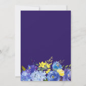 Heldere gele blauwe bloemen kaart (Achterkant)
