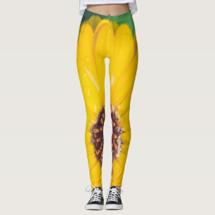 Heldere gele bloem na regen leggings